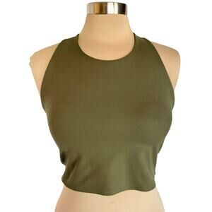 Uniqlo Racerback Tank / Sports Bra LARGE Olive Green Activewear Gym Workout